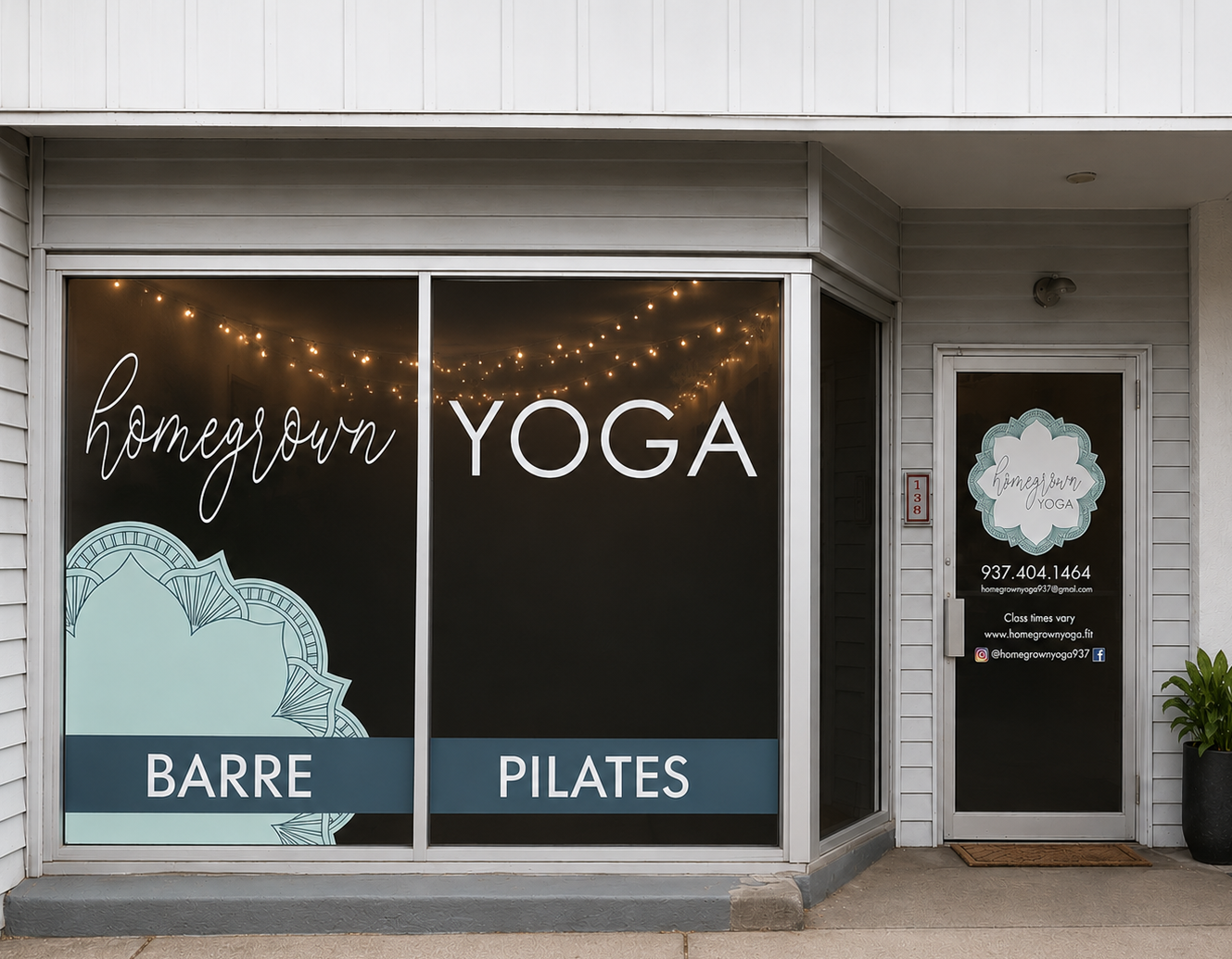 Homegrown Yoga storefront at 138 W. Columbus Ave. in downtown Bellefontaine, Ohio