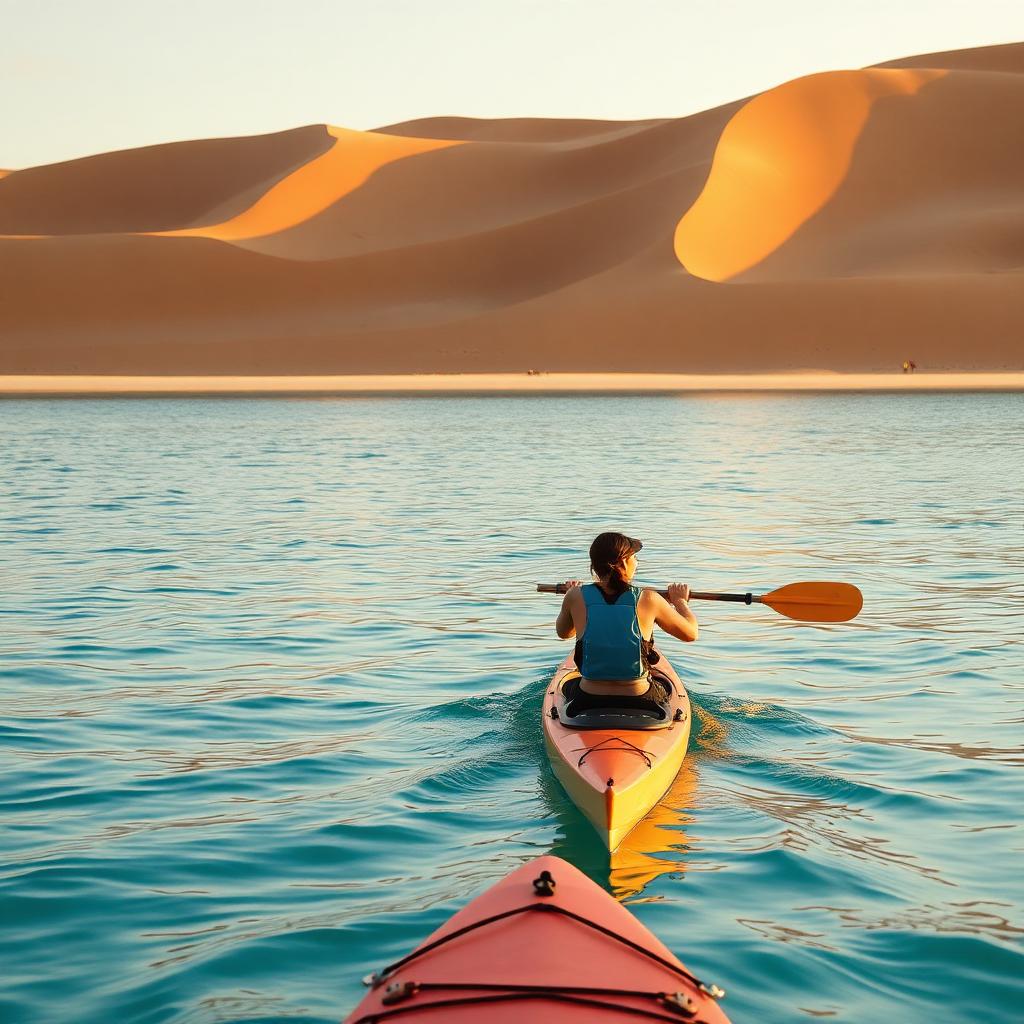 Kayaking near Baja sand dunes