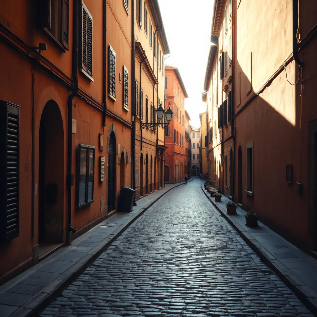 Cobblestone street in Siena